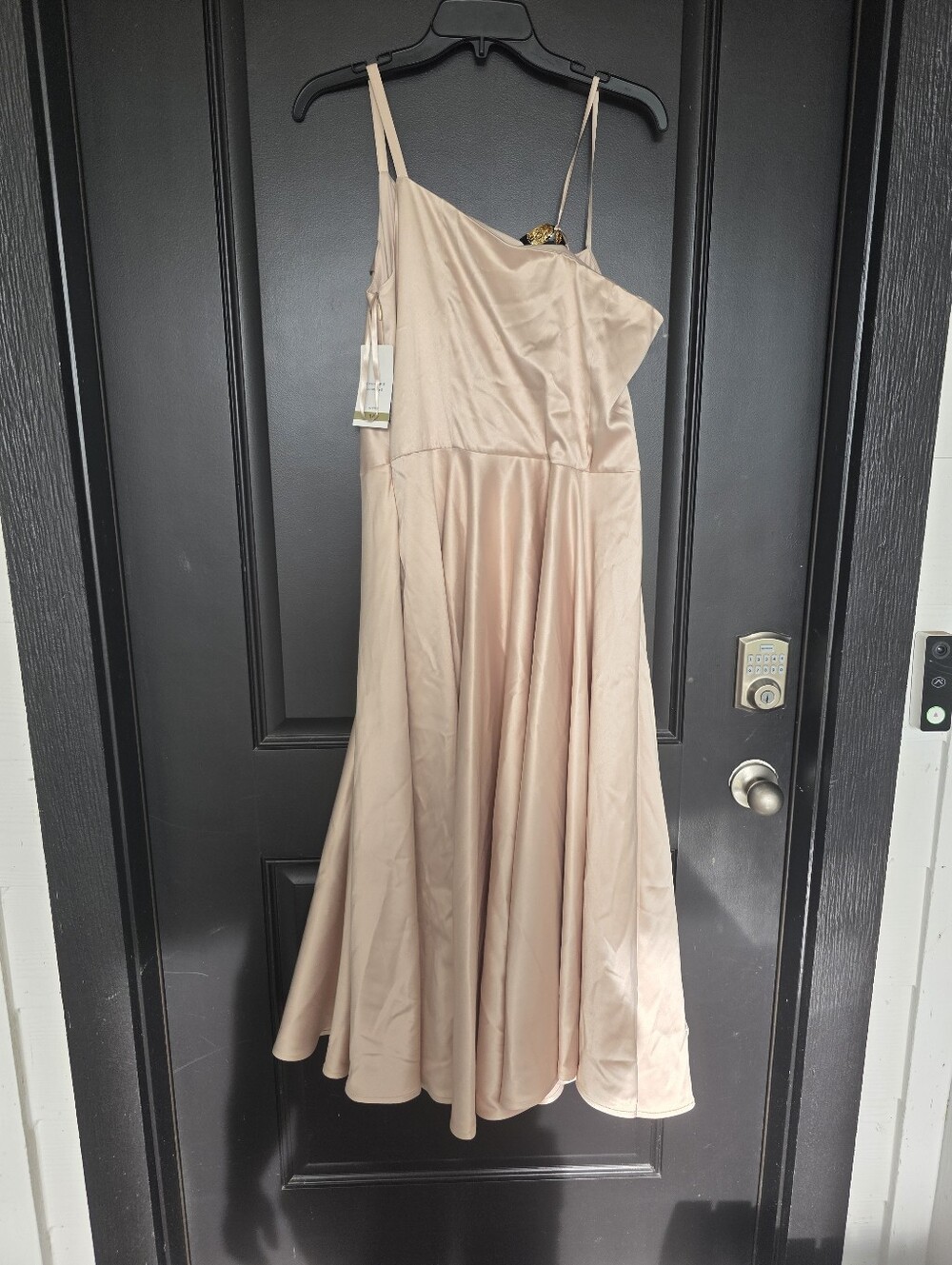 Taylor Women’s Satin Formal Dress Size 14 Blush Pink Rosette Spaghetti Flaw $220 - Picture 11 of 13